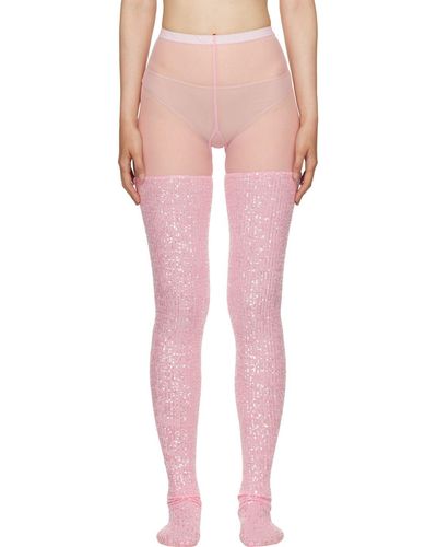 Anna Sui Pink Sequin Tights