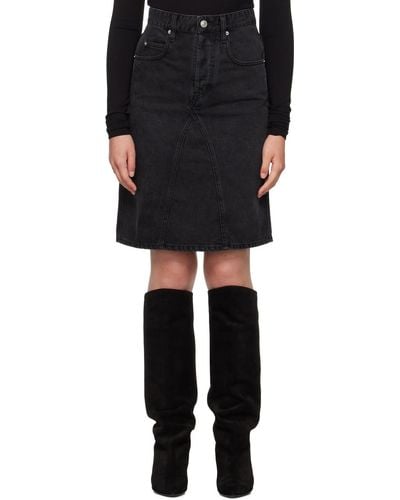 Isabel Marant Fiali Denim Midi Skirt - Black