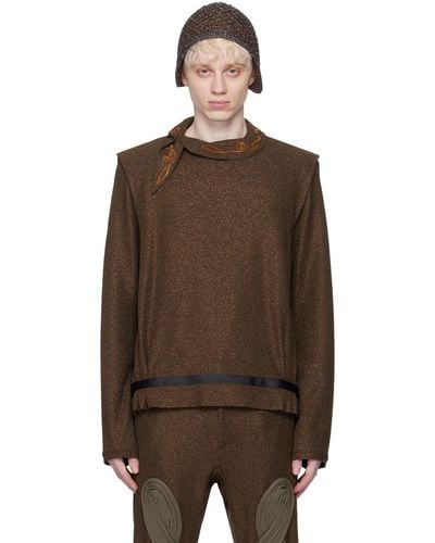 Kiko Kostadinov Brown Wrapped Collar Sweater