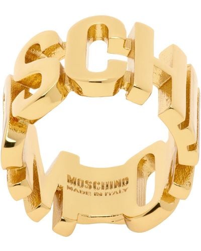 Moschino Gold Lettering Logo Ring - Metallic
