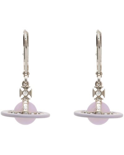 Vivienne Westwood Silver & Pink Petite Original Orb Earrings - Black