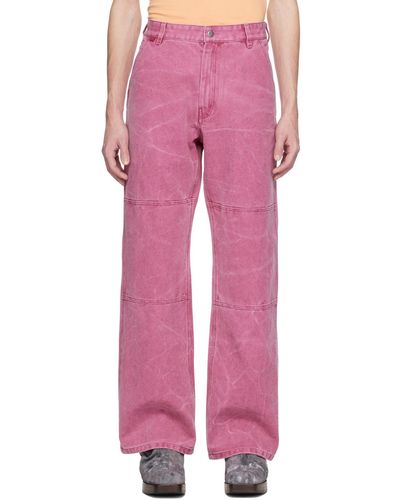 Acne Studios Pantalon teint aux pigments rose