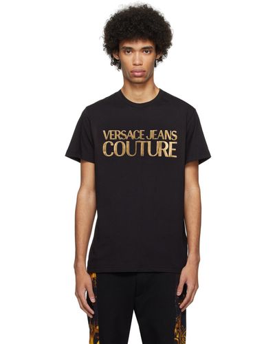 Versace T-shirt noir à logo scintillant