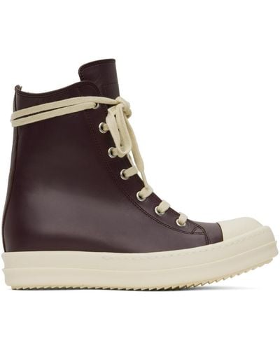 Rick Owens Chunky-sole Toe-cap Leather High-top Trainers - Brown