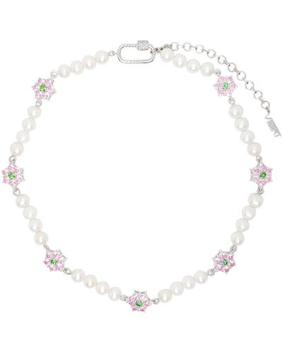 Veert Flower Pearl Necklace - Metallic