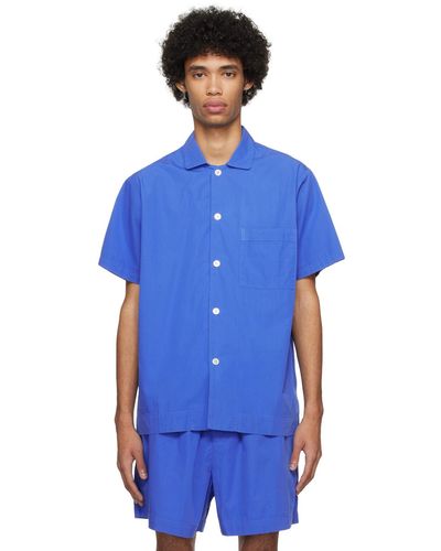 Tekla Short Sleeve Pyjama Shirt - Blue