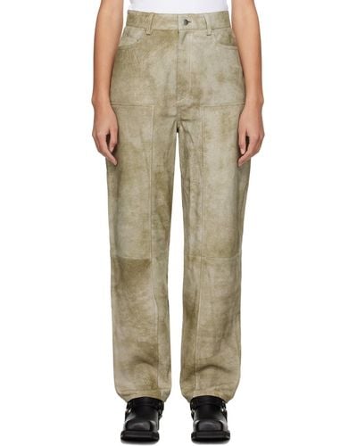 REMAIN Birger Christensen Taupe Relaxed-fit Leather Trousers - Natural