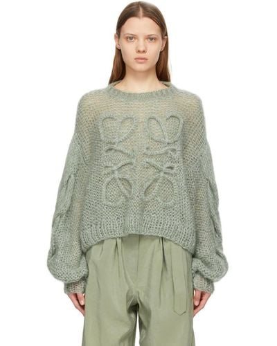 Loewe Green Mohair Anagram Sweater
