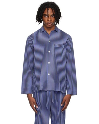 Tekla Chemise de pyjama à manches longues bleu et brun