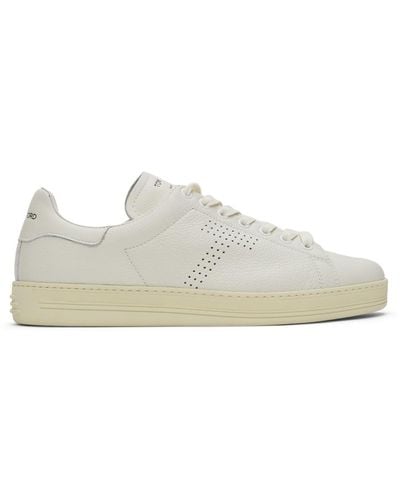Tom Ford Off-white Grained Leather Warwick Trainers - Multicolour