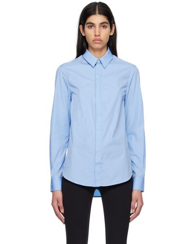 Wardrobe NYC ブルー スプレッドカラー シャツ - ブラック