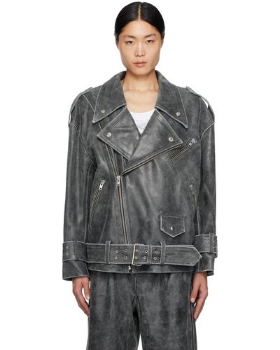 VAQUERA Distressed Leather Jacket - Black