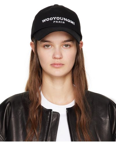 WOOYOUNGMI Black Embroidered Ball Cap