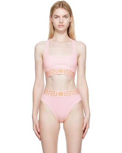 Versace Soutien-gorge rose à motif à clé grecque - Multicolore