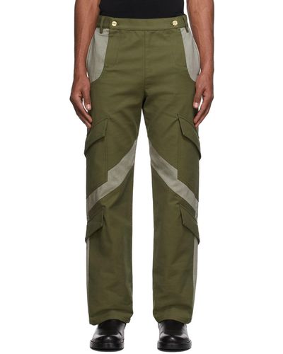 Dion Lee Khaki Cotton Cargo Pants - Green