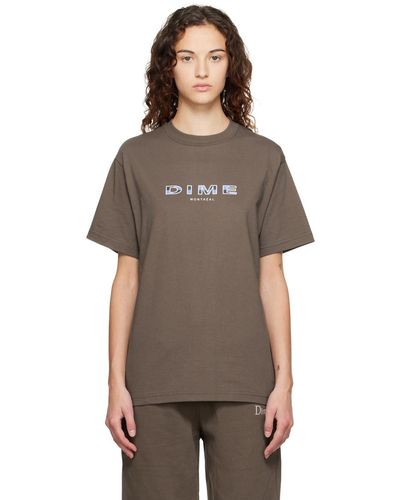 Dime Block Font T-shirt - Brown