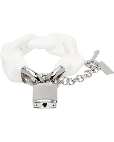 MM6 by Maison Martin Margiela White & Silver Cover Bracelet - Black