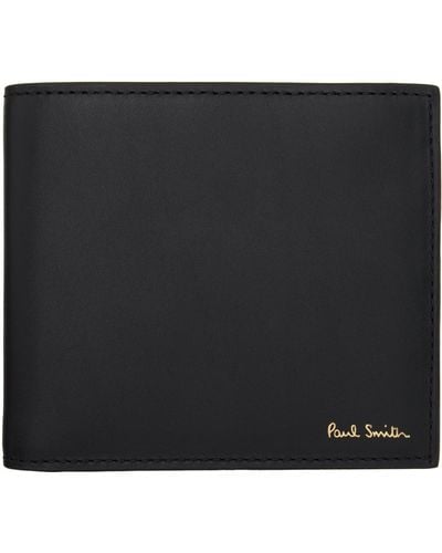 Paul Smith Black Leather 'signature Stripe' Interior Billfold Wallet