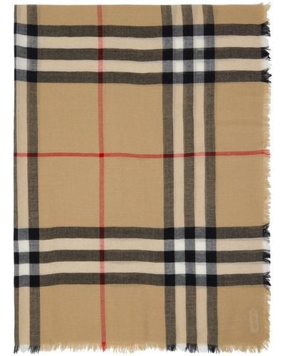 Burberry Beige Check Scarf - Green