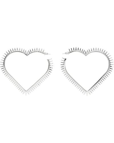we11done Large Spike Heart Earrings - Black