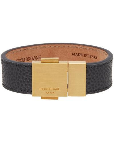 Thom Browne Gray Leather 4-bar Bracelet - Multicolor