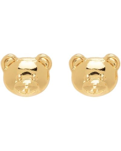 Moschino Gold Small Teddy Bear Earrings - Black