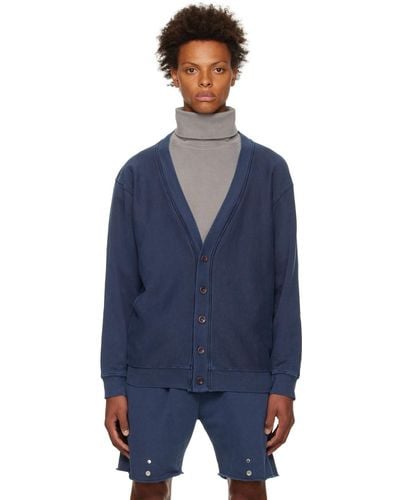Les Tien Garment-dyed Cardigan - Blue