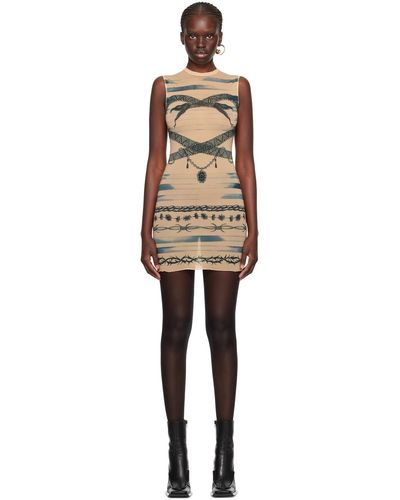 Jean Paul Gaultier Mini-robe En Résille Stretch Imprimée X Knwls - Neutre