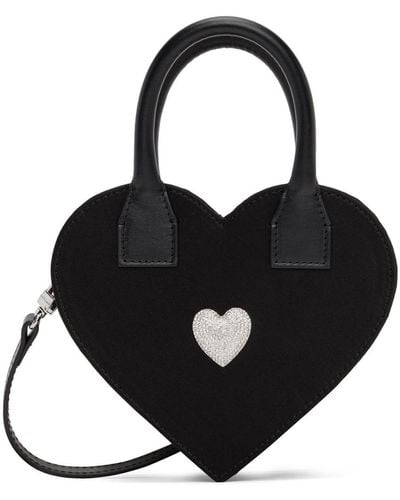 Mach & Mach Small Heart Bag - Black