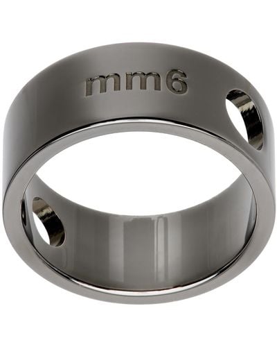 MM6 by Maison Martin Margiela Gunmetal Circle Hole Ring - Grey
