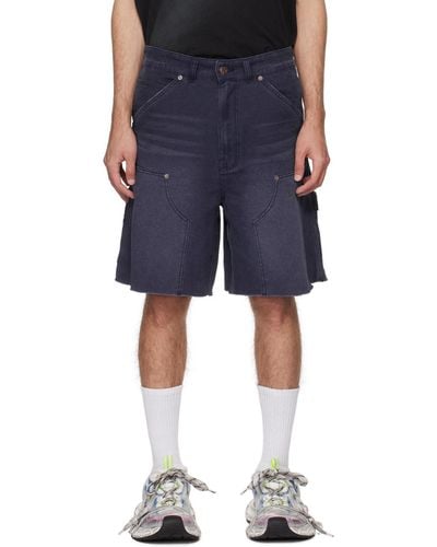 we11done Faded Cargo Shorts - Blue