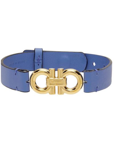 Ferragamo Blue Double Sided Gancini Bracelet