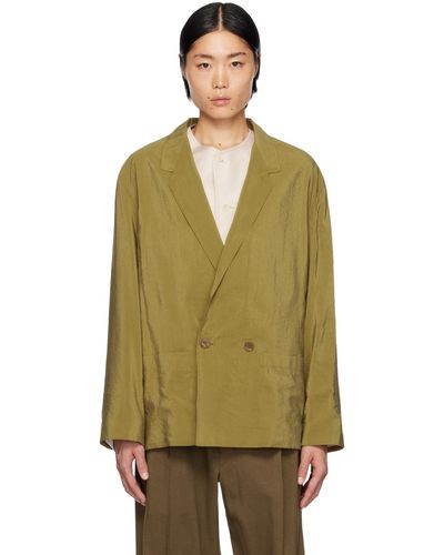 Lemaire Khaki Double-breasted Blazer - Green