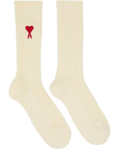 Ami Paris Off-white Ami De Cœur Socks - Black