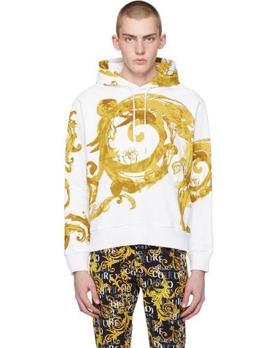 Versace White & Gold Watercolor Couture Hoodie - Multicolour