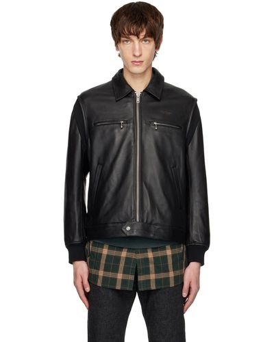Undercover Panelled Leather Jacket - Black