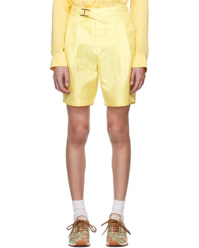 KANGHYUK Pleated Shorts - Yellow