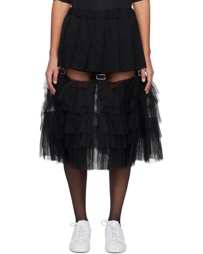 COMME DES GARÇON BLACK Comme Des Garçons Ruffle Midi Skirt - Black