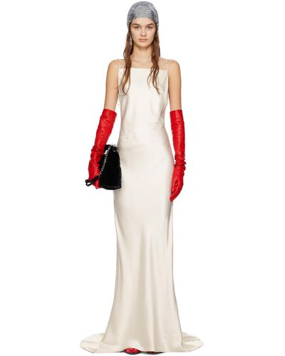 Maison Margiela Robe longue blanc cassé à panneaux - Rouge