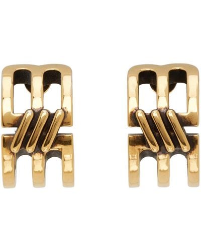 Balenciaga Boucles d'oreilles à anneau dorées à logo - Noir