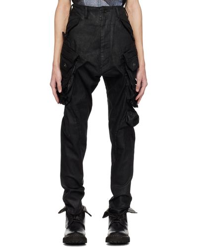 Julius Gas Mask Denim Cargo Trousers - Black