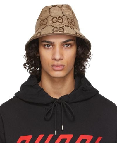 Gucci Jumbo GG Canvas Leather-trim Bucket Hat - Brown