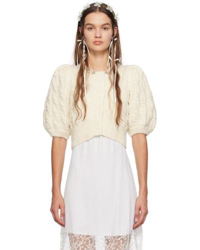 Simone Rocha Off-white Cropped Cardigan - Natural