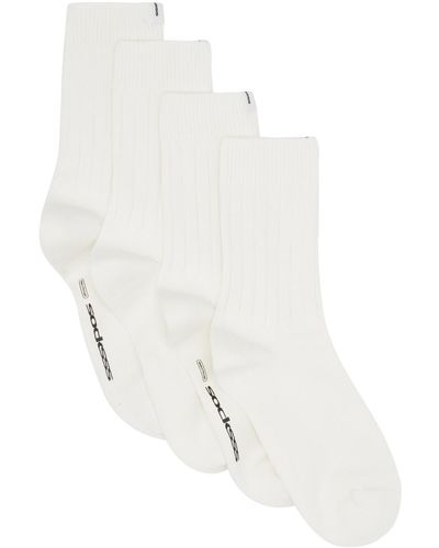 Socksss Ensemble de deux paires de chaussettes blanches à revers en tricot côtelé