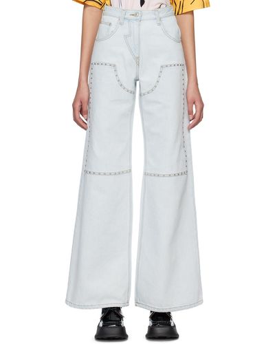 Pushbutton Stud Jeans - White