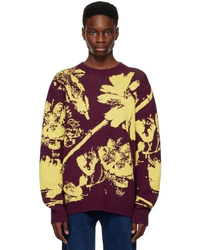 Saturdays NYC Burgundy Greg Solar Sweater - Multicolour