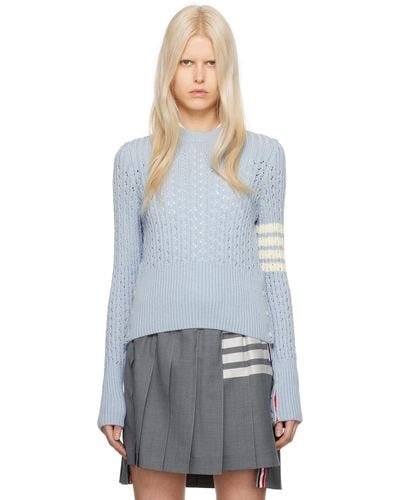 Thom Browne Blue 4-bar Sweater - Multicolour