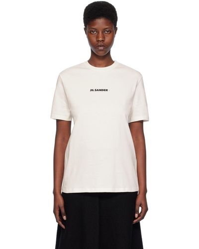 Jil Sander T-shirt blanc cassé à logo imprimé - Noir