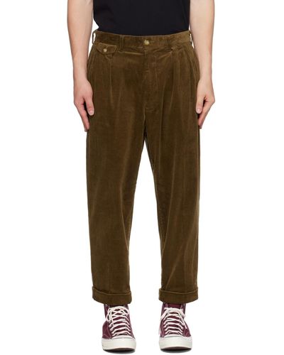 Beams Plus Pantalon brun à plis - Marron