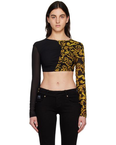 Versace Black & Yellow Cropped Blouse